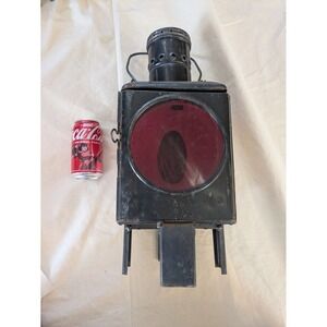 Vintage DB 83 German Railroad Signal Lantern Red Lens Oil Burner Railway Lamp